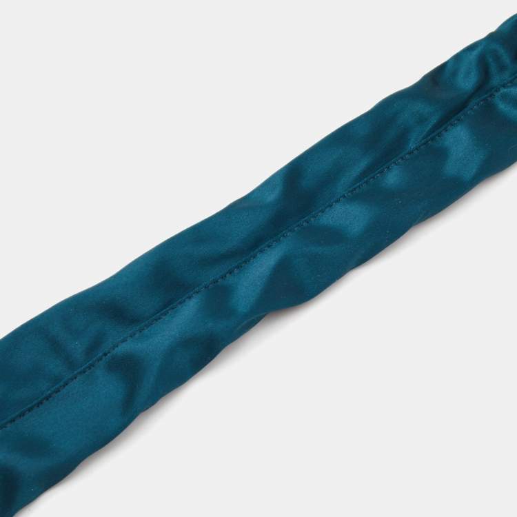Pre Owned Fendi Teal Blue Satin Adjustable Belt 