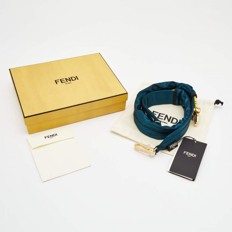 Pre Owned Fendi Teal Blue Satin Adjustable Belt 