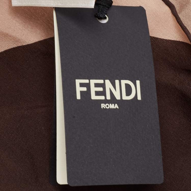 Pre Owned Fendi Multicolor Colorblock Signature Print Silk Stole