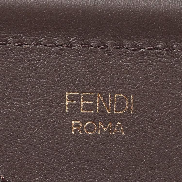 Pre Owned Fendi Brown/Light Pink Fabric and Leather FF Strap You Shoulder Bag Strap