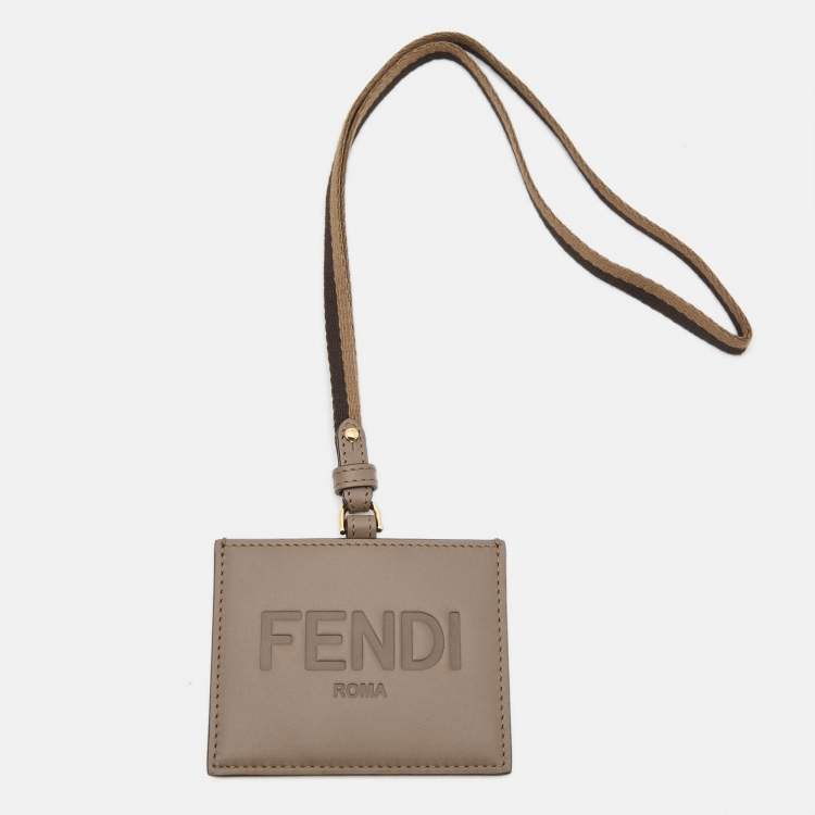 Pre Owned Fendi Brown Leather Name Badge with Strap