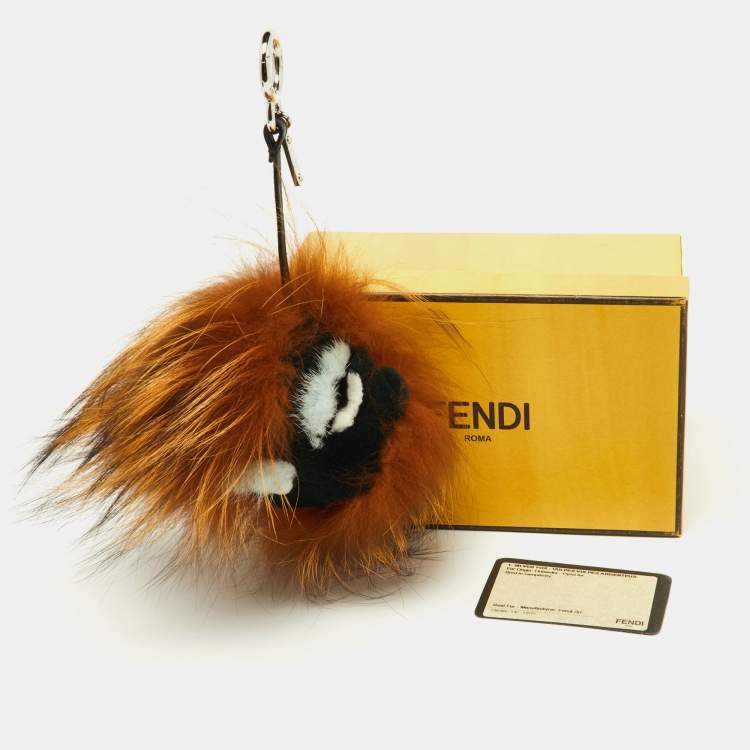 Pre Owned Fendi Multicolor Fox Mink Rabbit Fur Flamingo Kooky Monster Bug Bag Charm