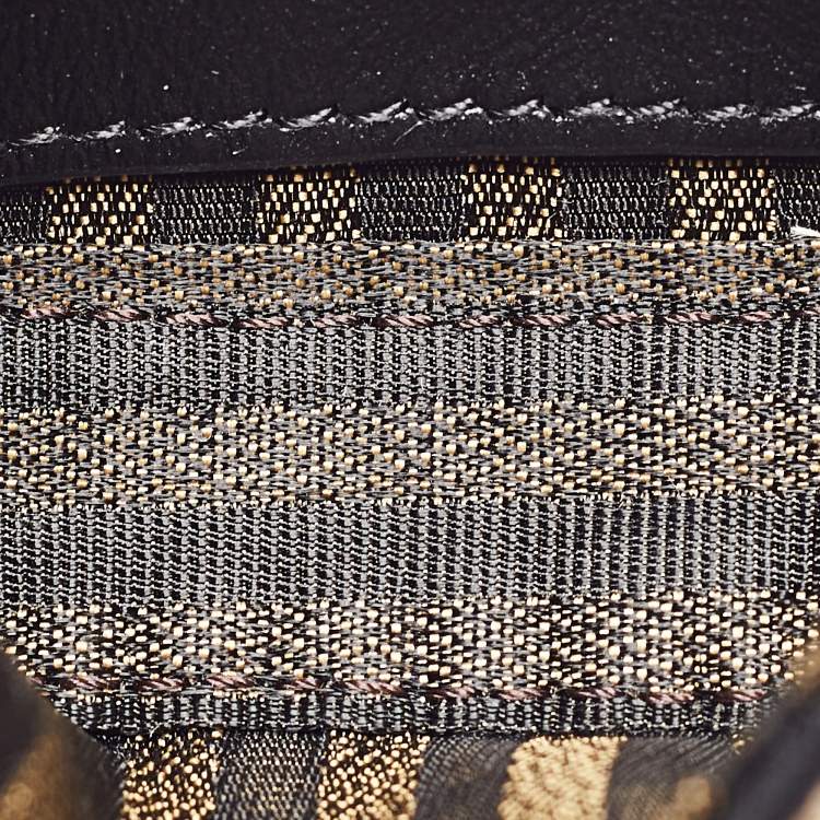 Pre Owned Fendi Beige/Black Raffia and Leather Nano Baguette Charm