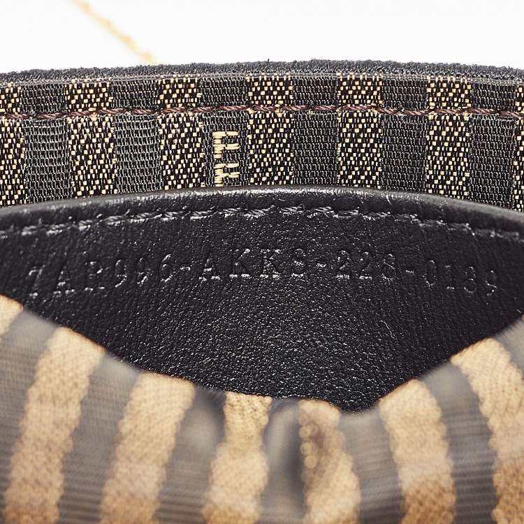 Pre Owned Fendi Beige/Black Raffia and Leather Nano Baguette Charm