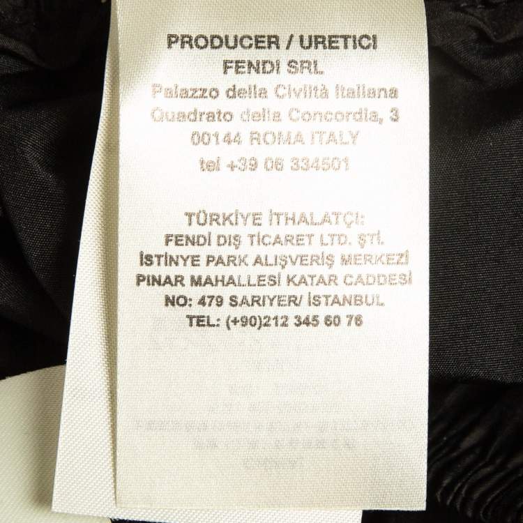 Pre Owned Fendi Black Monogram Printed Synthetic Elasticated Legs Trousers S