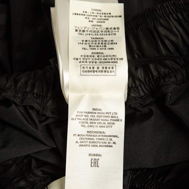 Pre Owned Fendi Black Monogram Printed Synthetic Elasticated Legs Trousers S