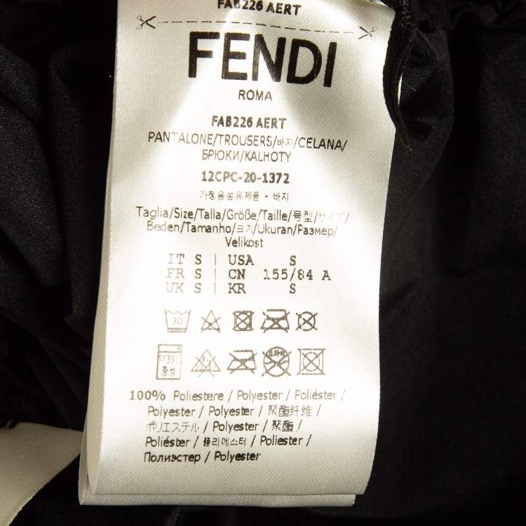 Pre Owned Fendi Black Monogram Printed Synthetic Elasticated Legs Trousers S