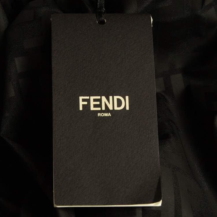 Pre Owned Fendi Black Monogram Printed Synthetic Elasticated Legs Trousers S