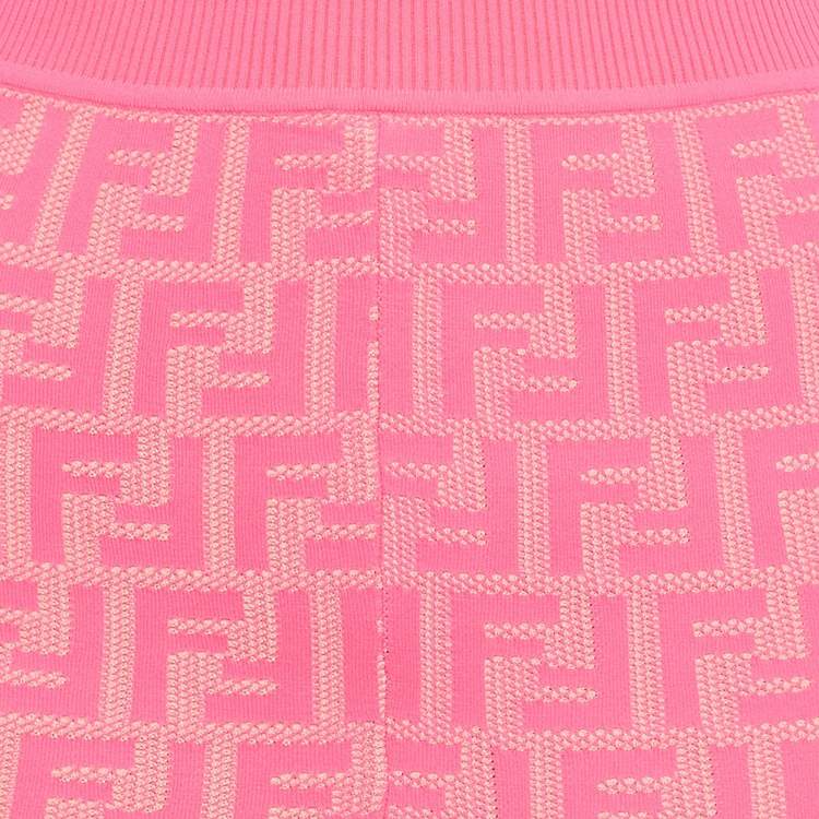 Pre Owned Fendi Fluorescent Pink Zucca Knit Leggings M