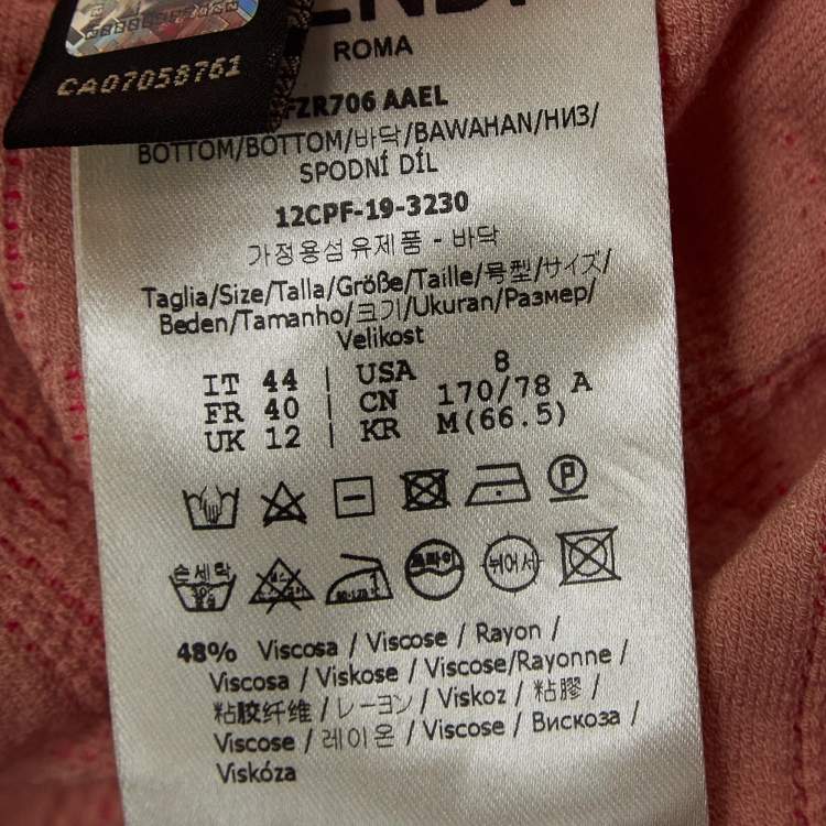 Pre Owned Fendi Fluorescent Pink Zucca Knit Leggings M