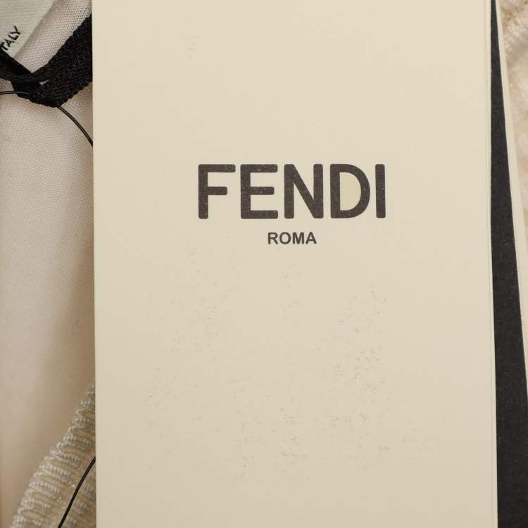 Pre Owned Fendi Cream Knit Ruffled Detail Midi Skirt L