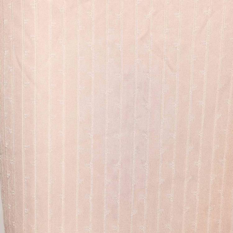 Pre Owned Fendi Pink Monogram Knit Midi Skirt M