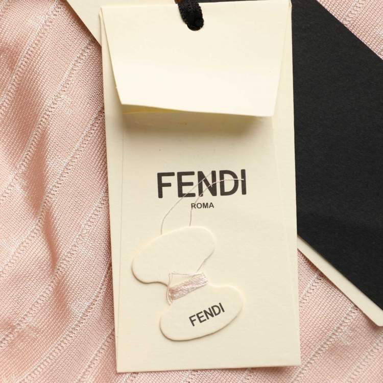 Pre Owned Fendi Pink Monogram Knit Midi Skirt M