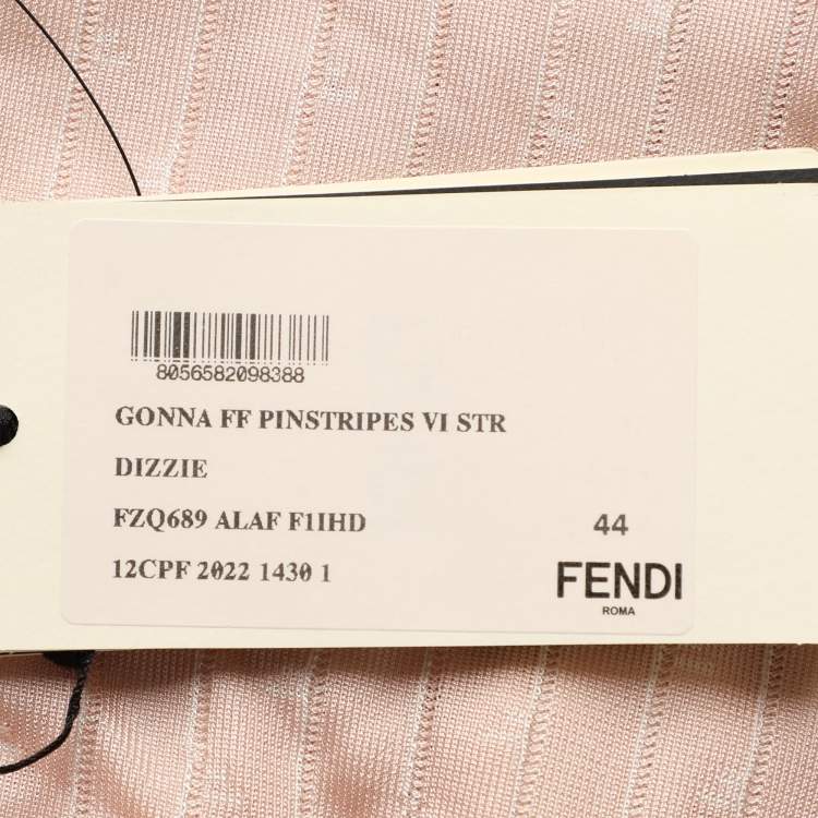 Pre Owned Fendi Pink Monogram Knit Midi Skirt M