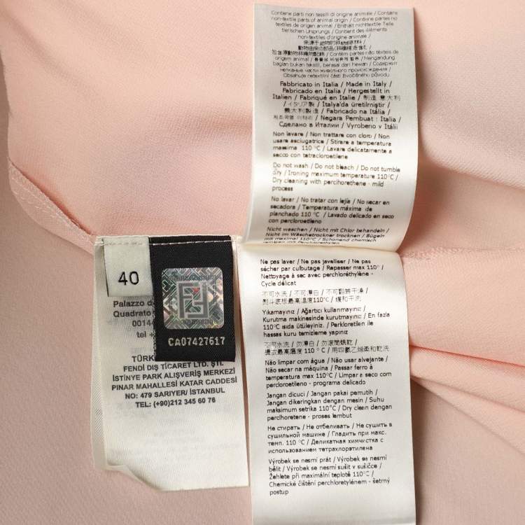 Pre Owned Fendi Beige Silk Satin Button Front Top S