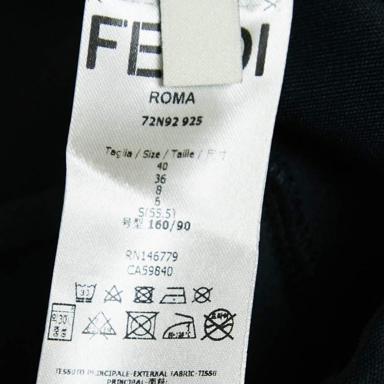 Pre Owned Fendi Black Logo Print Neoprene Track Pants S