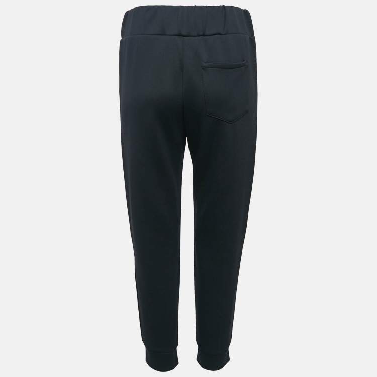 Pre Owned Fendi Black Logo Print Neoprene Track Pants S