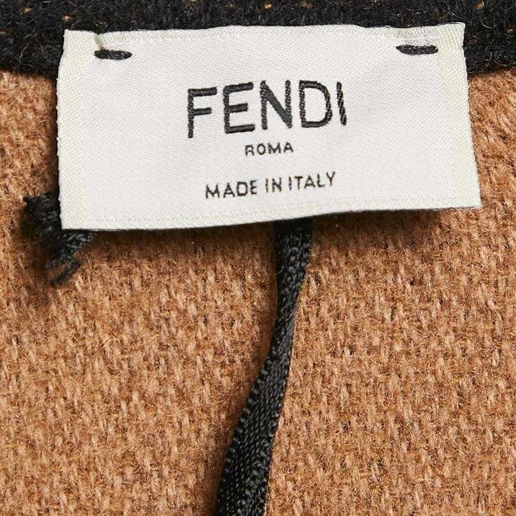 Pre Owned Fendi Brown Cashmere and Virgin Wool Fringed Poncho ONE SIZE