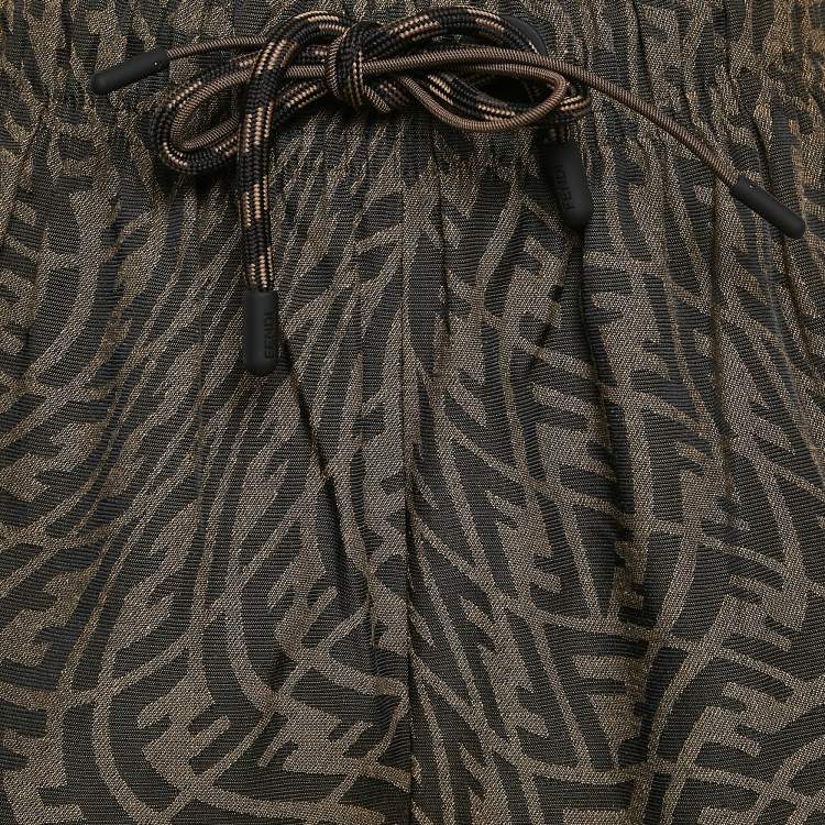 Pre Owned Fendi Tobacco Brown FF Vertigo Jacquard Shorts S