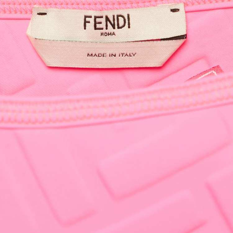 Pre Owned Fendi Pink FF 3D Embossed Lycra Cut Out Mini Dress S