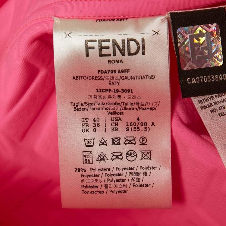 Pre Owned Fendi Pink FF 3D Embossed Lycra Cut Out Mini Dress S