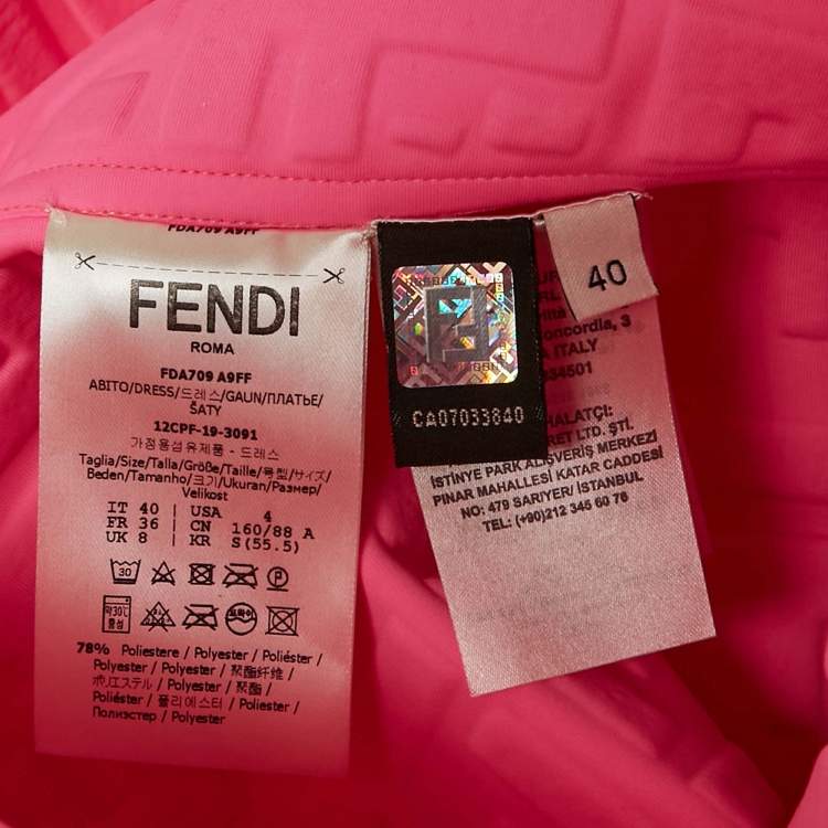 Pre Owned Fendi Pink FF 3D Embossed Lycra Cut Out Mini Dress S