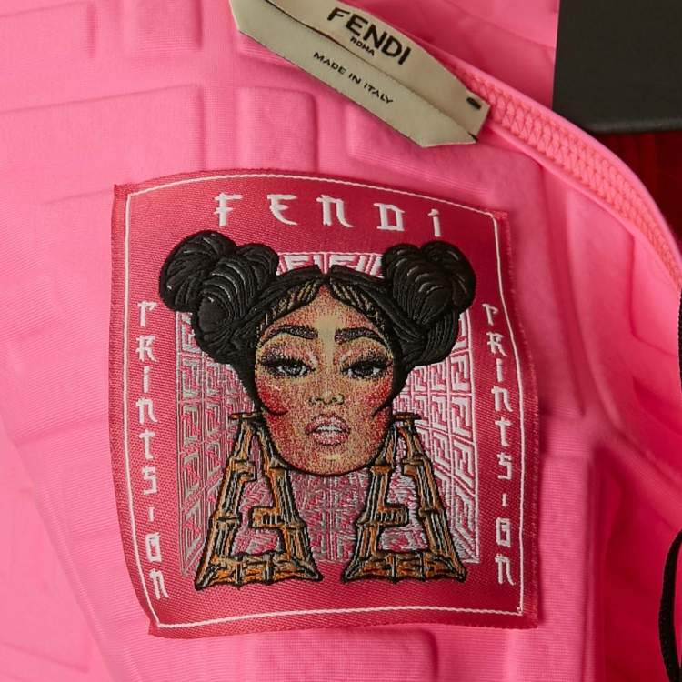 Pre Owned Fendi Pink FF 3D Embossed Lycra Cut Out Mini Dress S
