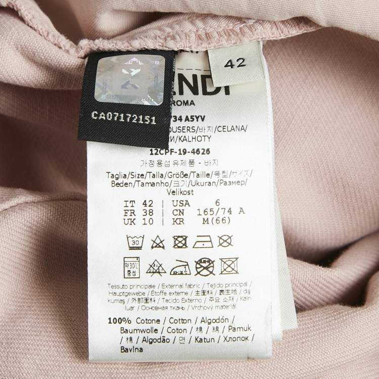 Pre Owned Fendi Pink Cotton Drill Elasticated High Waist  Jeans M Waist 26"