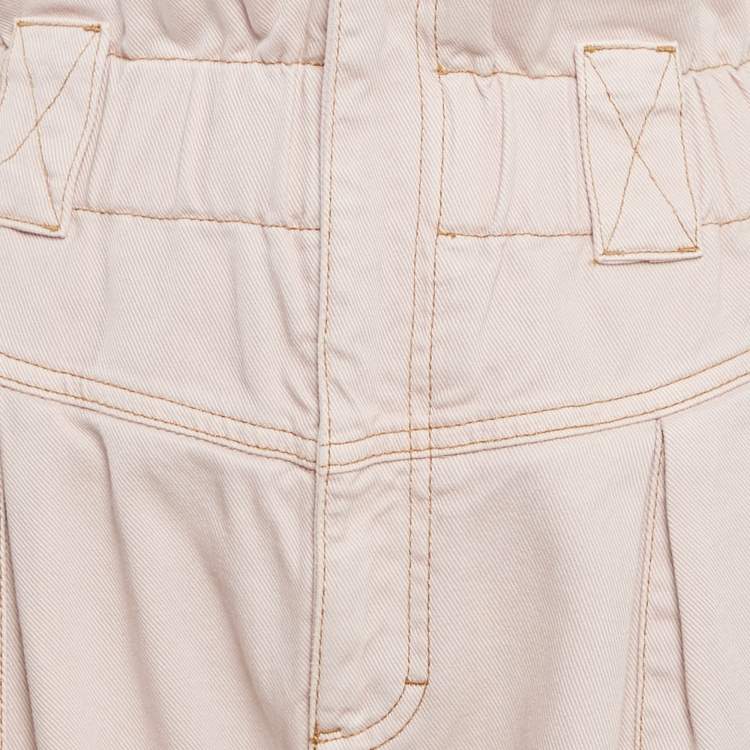Pre Owned Fendi Pink Cotton Drill Elasticated High Waist  Jeans M Waist 26"