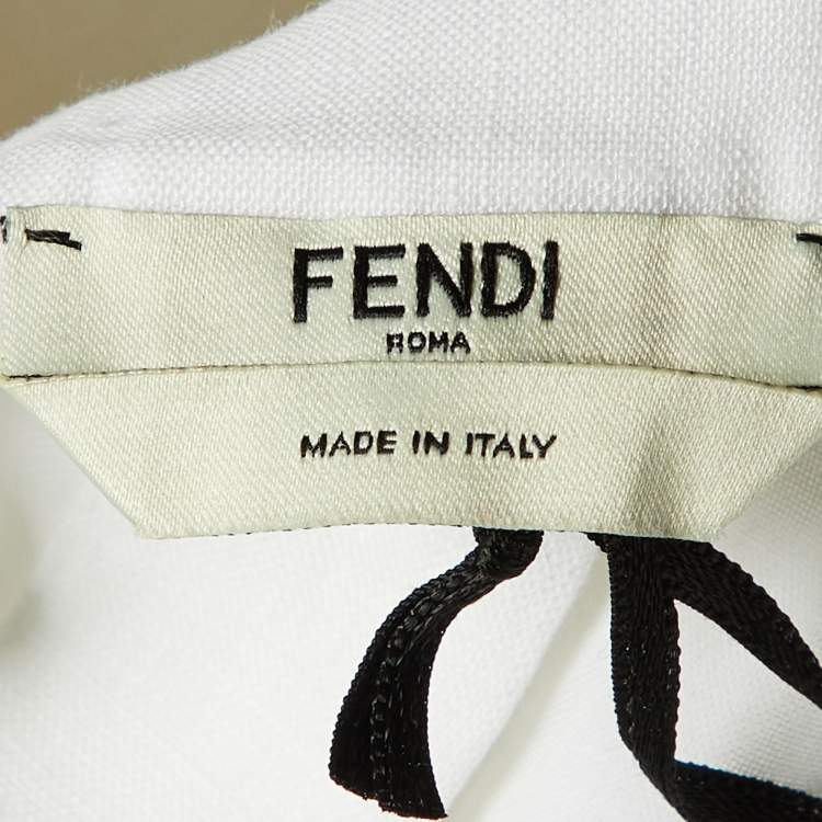 Pre Owned Fendi White Linen Belted Shirt Dress XS