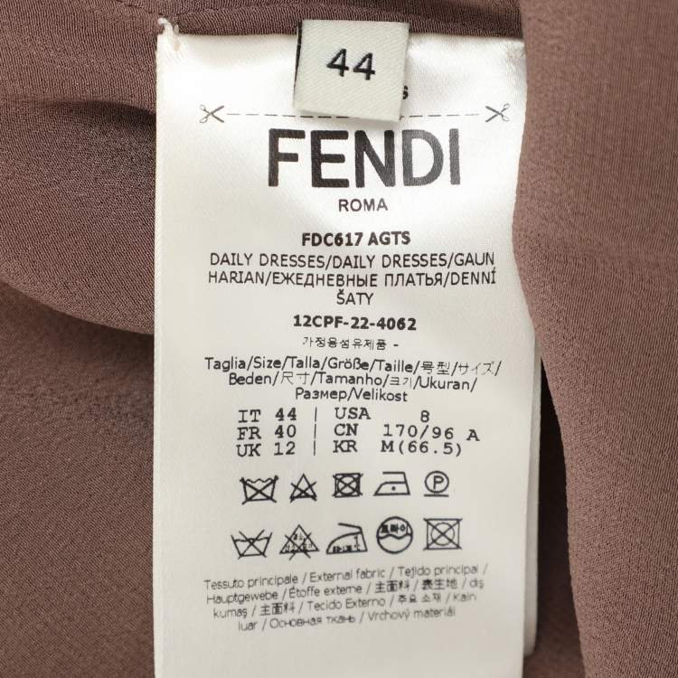 Pre Owned Fendi Taupe Jersey Long Sleeve Midi Dress M