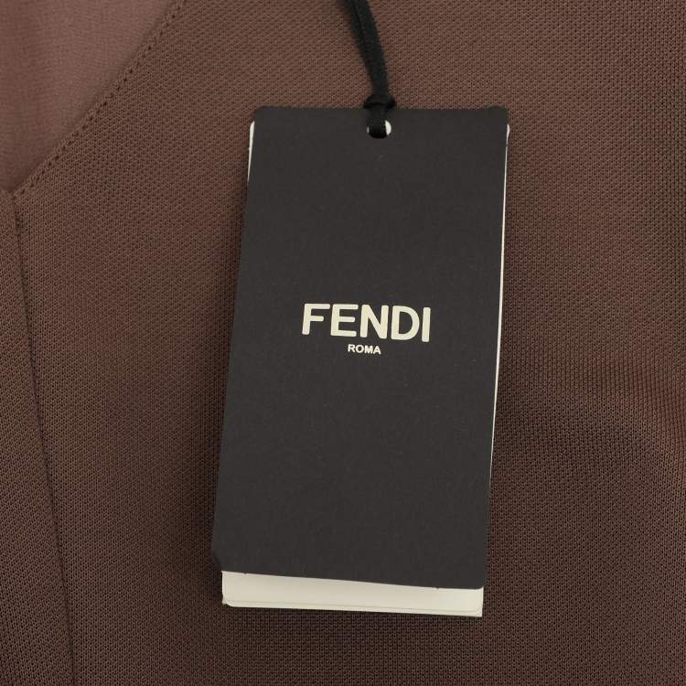Pre Owned Fendi Taupe Jersey Long Sleeve Midi Dress M