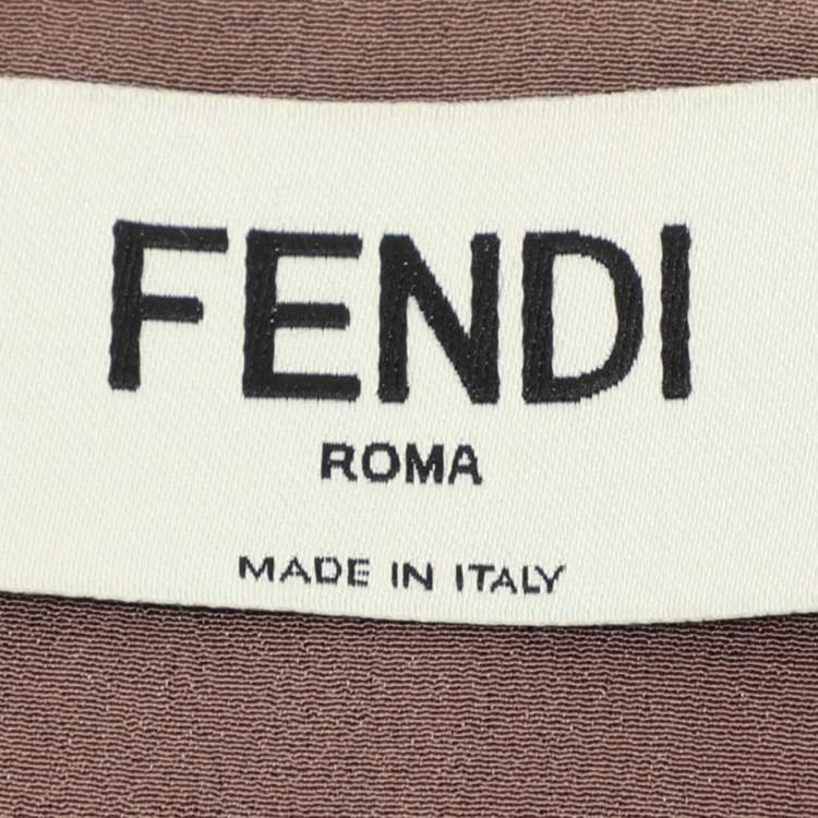 Pre Owned Fendi Taupe Jersey Long Sleeve Midi Dress M