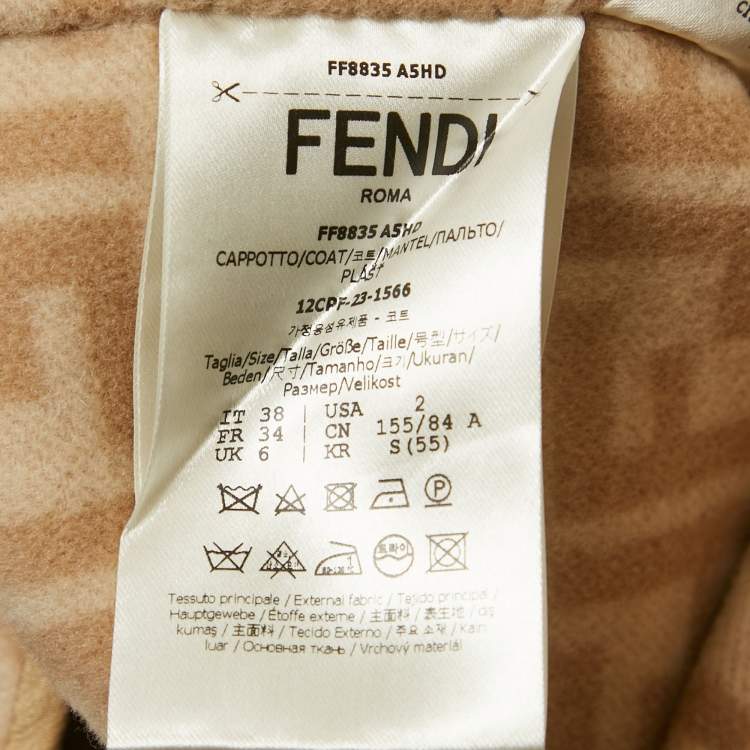 Pre Owned Fendi Beige Wool Long Coat With Scarf S