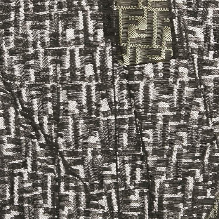 Pre Owned Fendi Black Monogram Jersey Mesh Bodysuit M