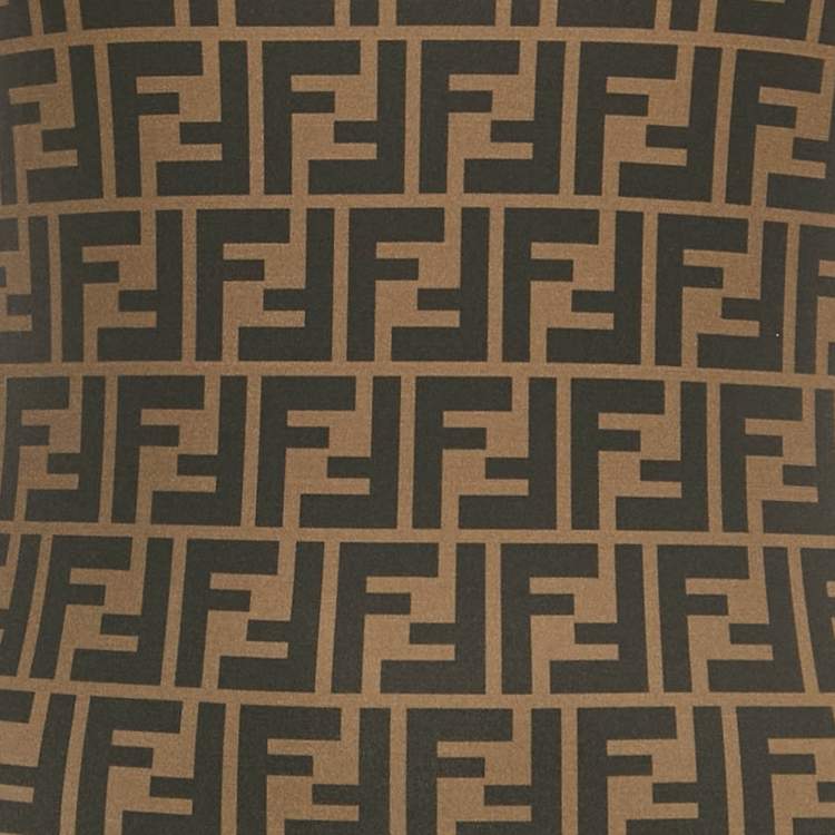 Pre Owned Fendi Brown Zucca Monogram Technical Reversible Swimsuit M