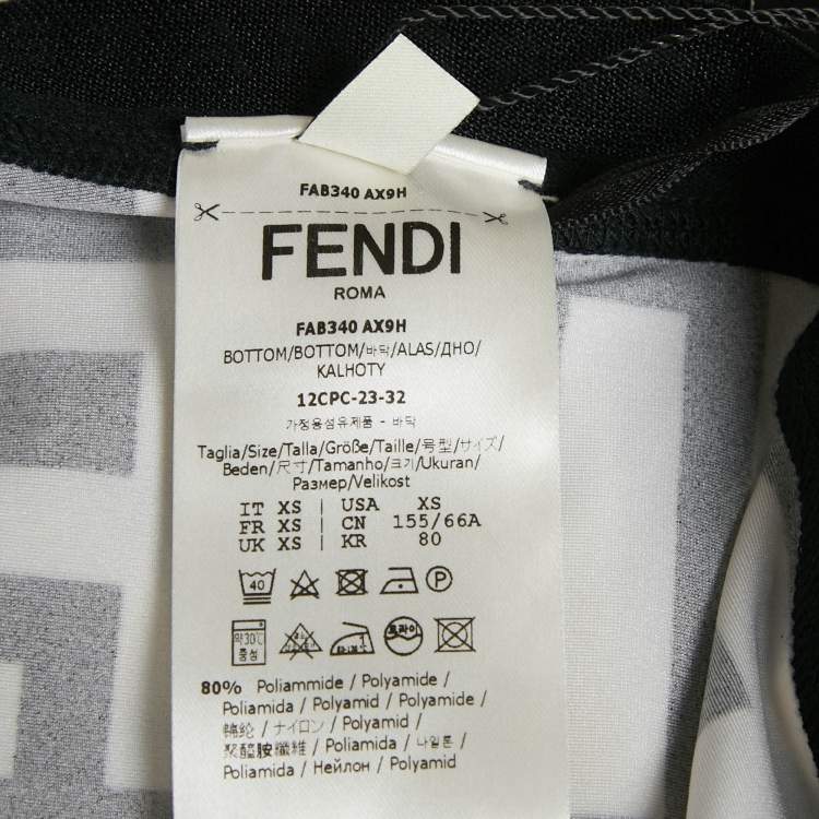Pre Owned Fendi Black Logo Print Crepe Leggings XS