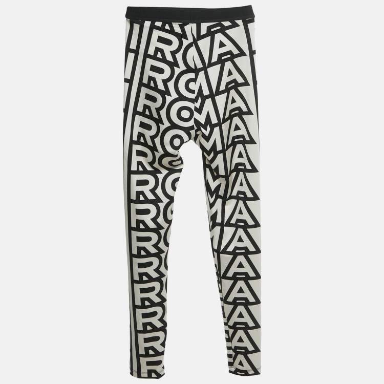 Pre Owned Fendi Black Logo Print Crepe Leggings XS