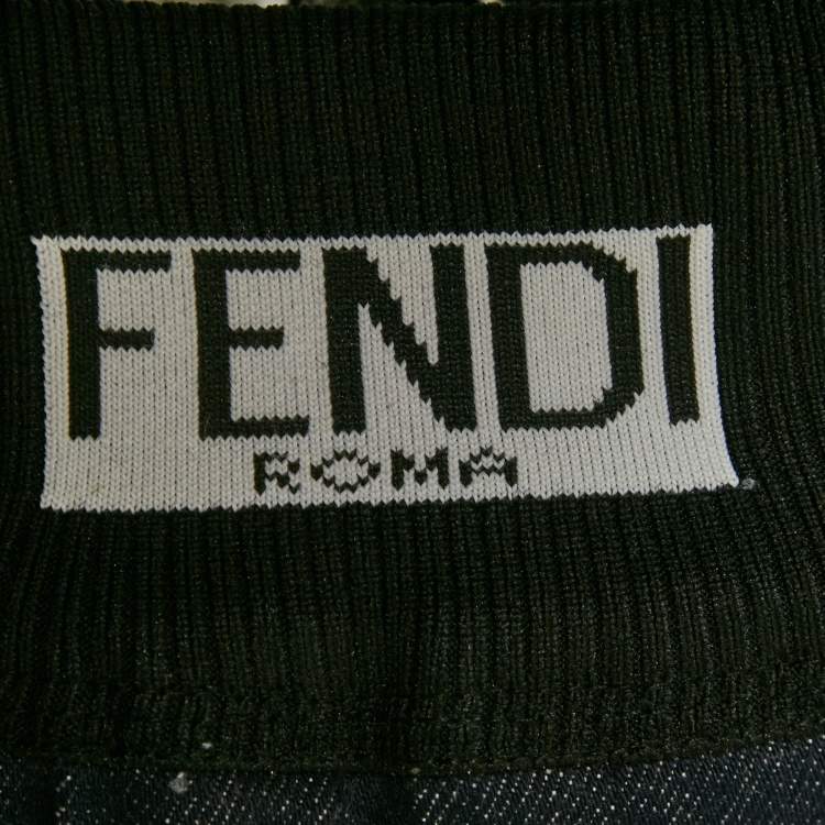 Pre Owned Fendi Navy Blue Denim Pleated Midi Skirt S