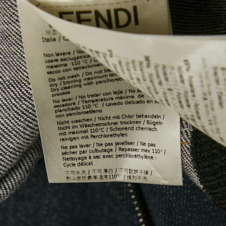 Pre Owned Fendi Navy Blue Denim Pleated Midi Skirt S