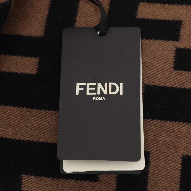 Pre Owned Fendi Camel FF Wool Blend Cape OS