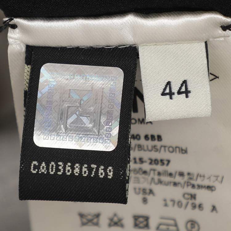 Pre Owned Fendi Black Knit Embellished Neck Detail Cropped Sweatshirt M