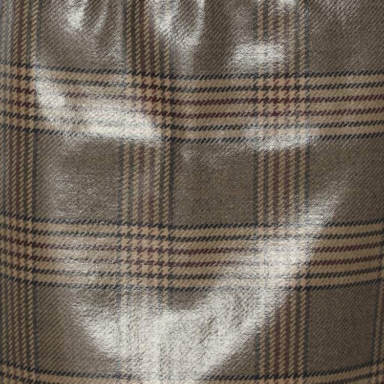 مملوكة مسبقًا Fendi Beige Checked Glazed Wool Prince of Wales Mini Skirt S