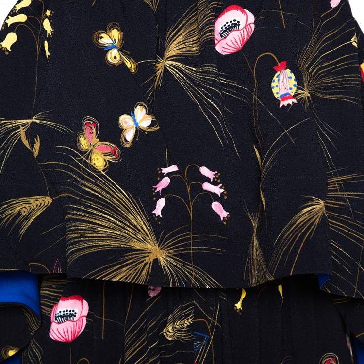 Pre Owned Fendi Black Crepe Printed Off Shoulder Jumpsuit S