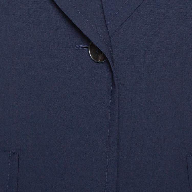 Pre Owned Fendi Navy Blue Wool Blend Striped Cuff Detail Tailored Blazer XL