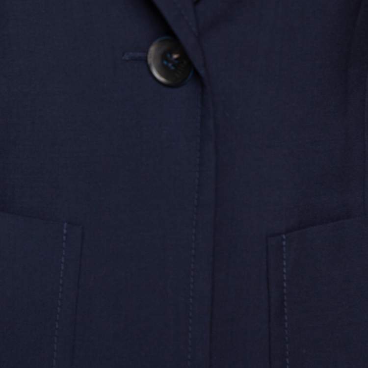 Pre Owned Fendi Navy Blue Wool Striped Cuff Detail Tailored Blazer XS