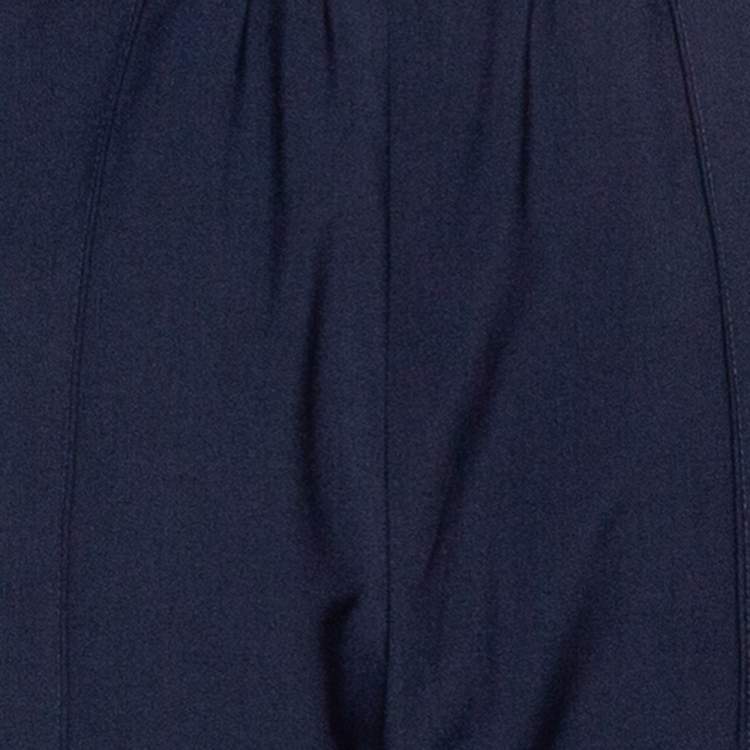 Pre Owned Fendi Navy Blue Stretch Wool Blend Tapered Trousers S