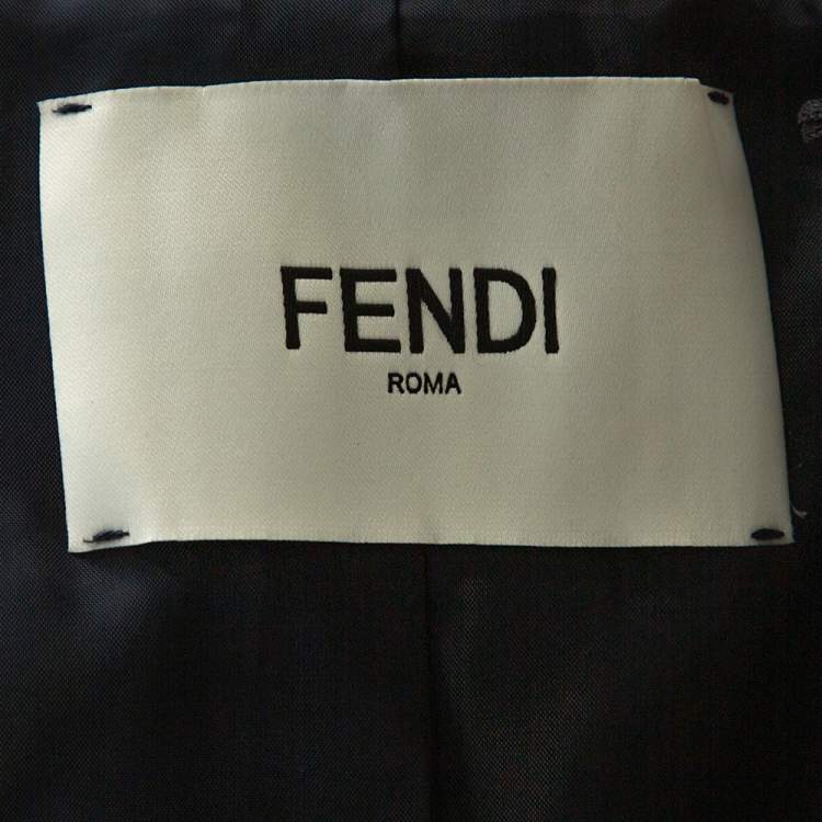Pre Owned Fendi Navy Blue Wool Blend Striped Cuff Detail Tailored Blazer S