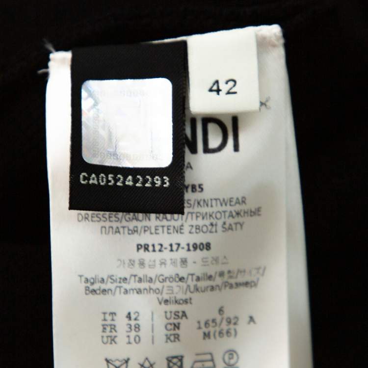 Pre Owned Fendi Black Knit Perforated Detail A-Line Dress M
