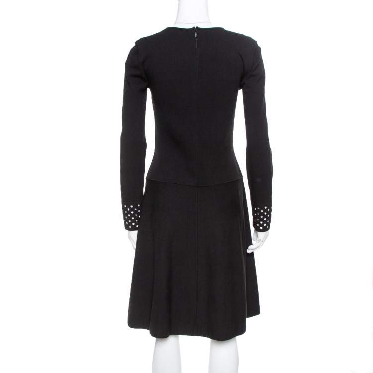 Pre Owned Fendi Black Knit Perforated Detail A-Line Dress M